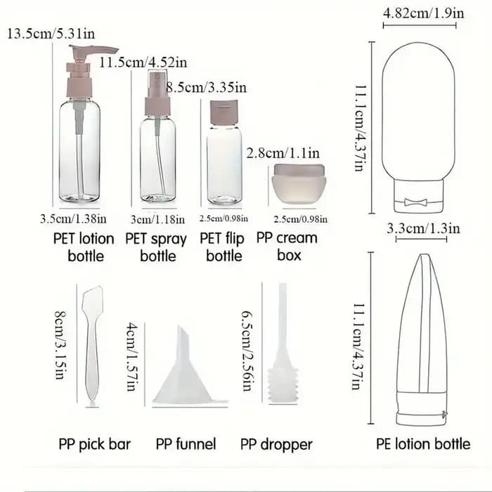Kit de voyage pour liquides : flacons portables rechargeables pour parfum