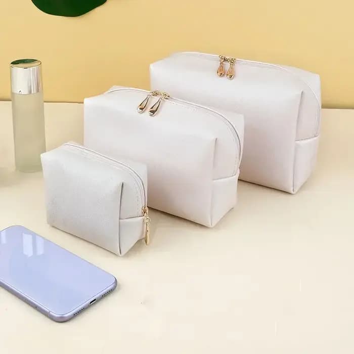 Sacs à cosmétiques en cuir PU avec fermeture éclair pour femme