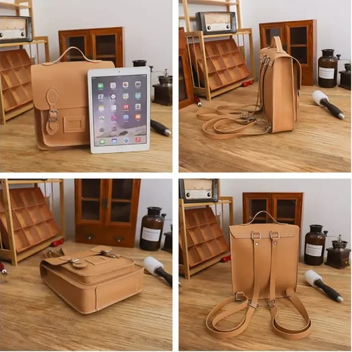 Sac à Dos Vintage Fait à la Main en Cuir PU de Grande Capacité