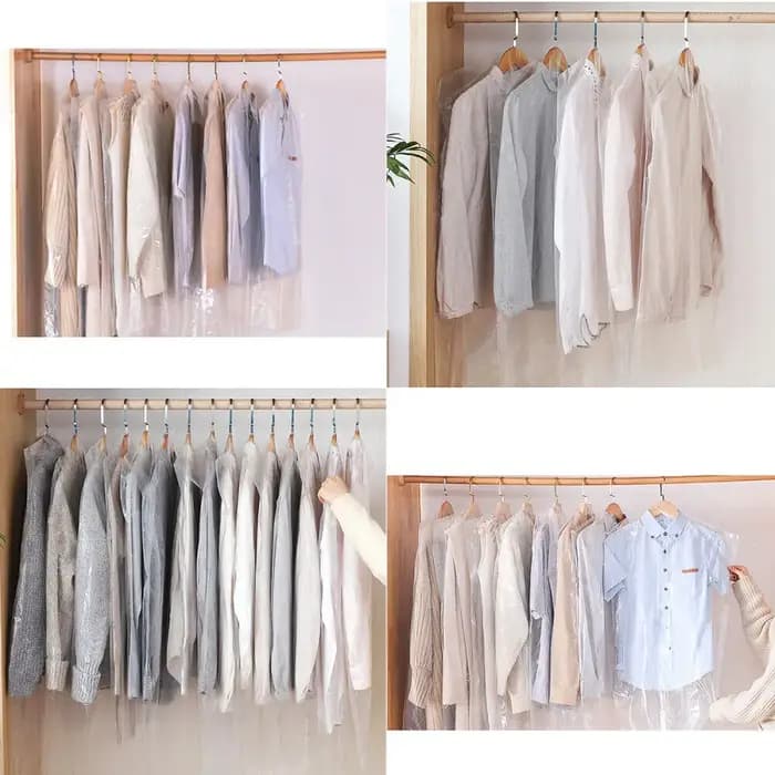 50 pièces de housses de protection transparentes en plastique pour vêtements
