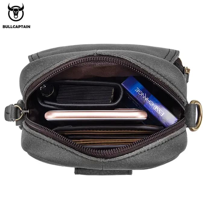 BULLCAPTAIN décontracté hommes messager sacs à bandoulière Premium YKK poche à glissière lisse en cuir sac