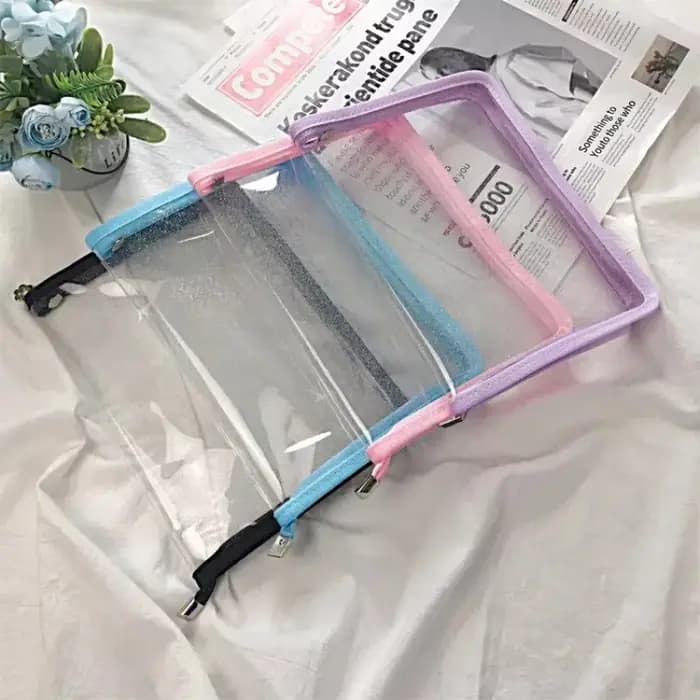 Sac de rangement Transparent à paillettes en PVC PP