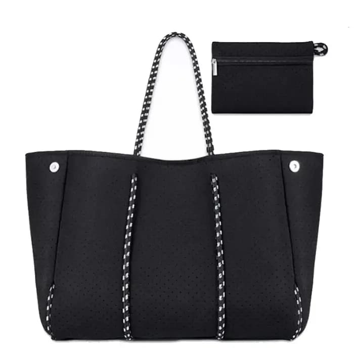 Sac à bandoulière de voyage en néoprène perforé pour femme avec petite pochette, grand sac de plage