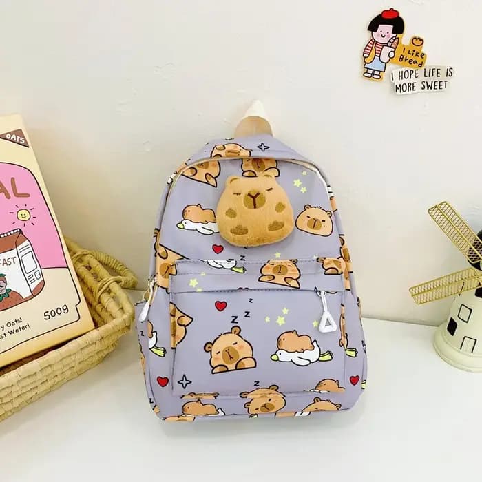 Mignon dessin animé Capybara sac à dos en peluche grande capacité sacs d'école modèle Simple livre s