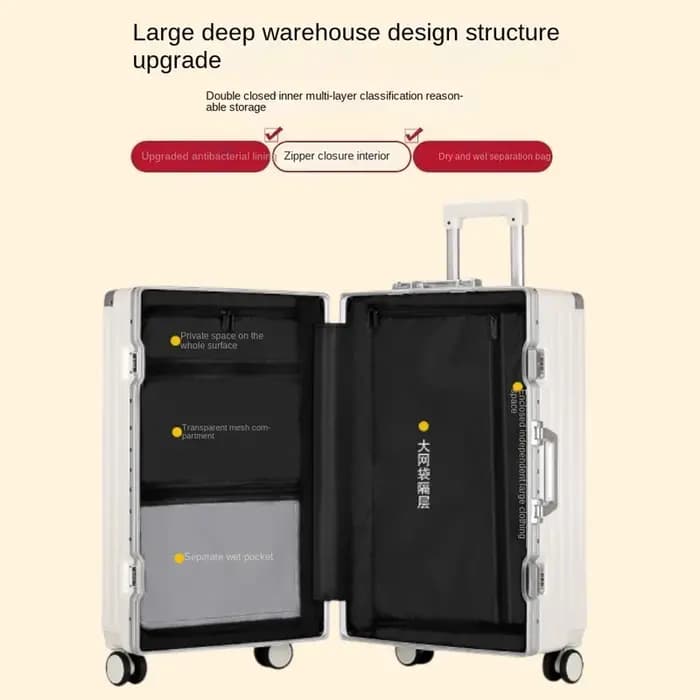 Valise grande capacité 30 pouces, robuste et durable, en ABS+PC, avec cadre en aluminium, valise à roulettes cabine 20 pouces, bagage à main