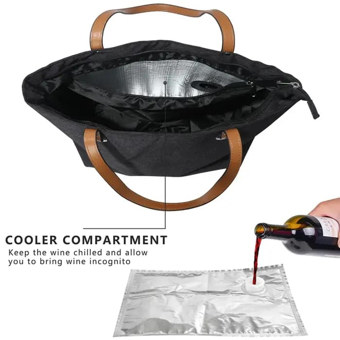 RALCA-Wine Tote Bag, glacière de plage pour cadeau de voyage, porte-monnaie isolé étanche avec compa