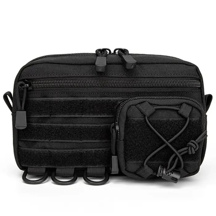 Pochette d'administration horizontale tactique Molle avec poche avant à cordon