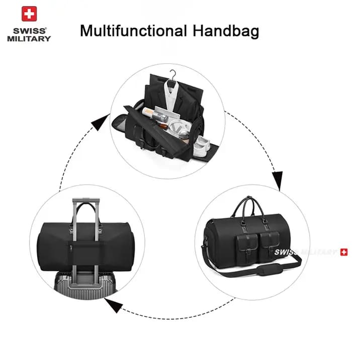 SWISS MILITAIRE Nouveaux sacs à vêtements d'affaires pour hommes Grand sac de costume pliable multifonctionnel avec sac
