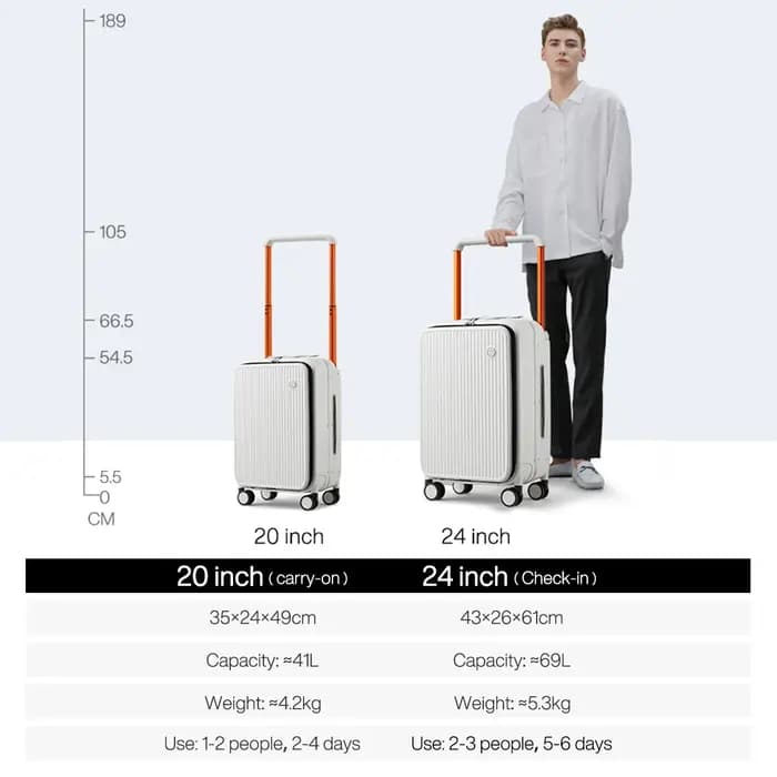 Réi-Valise de voyage avec poche avant pour ordinateur portable pour homme et femme