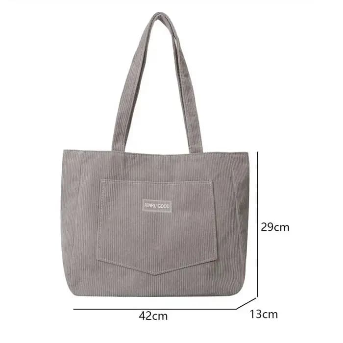 Sac à bandoulière De grande capacité sac fourre-tout en velours côtelé tendance sac à main pour dames De couleur unie