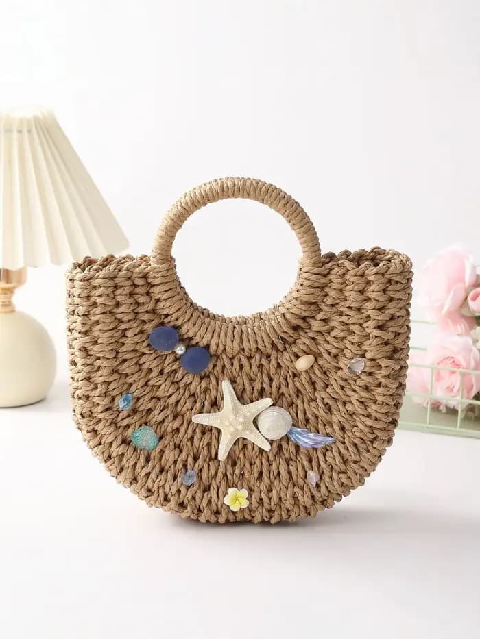 Sac bandoulière élégant en paille tressée pour femme