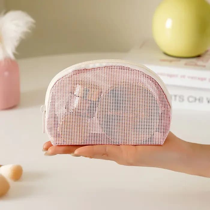 Grand sac de maquillage en maille pour femmes