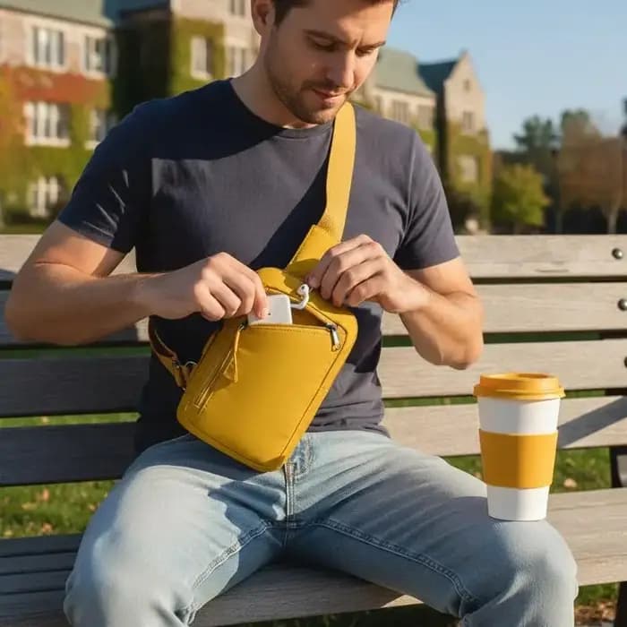 Sacs à bandoulière en nylon avec compartiments fonctionnels