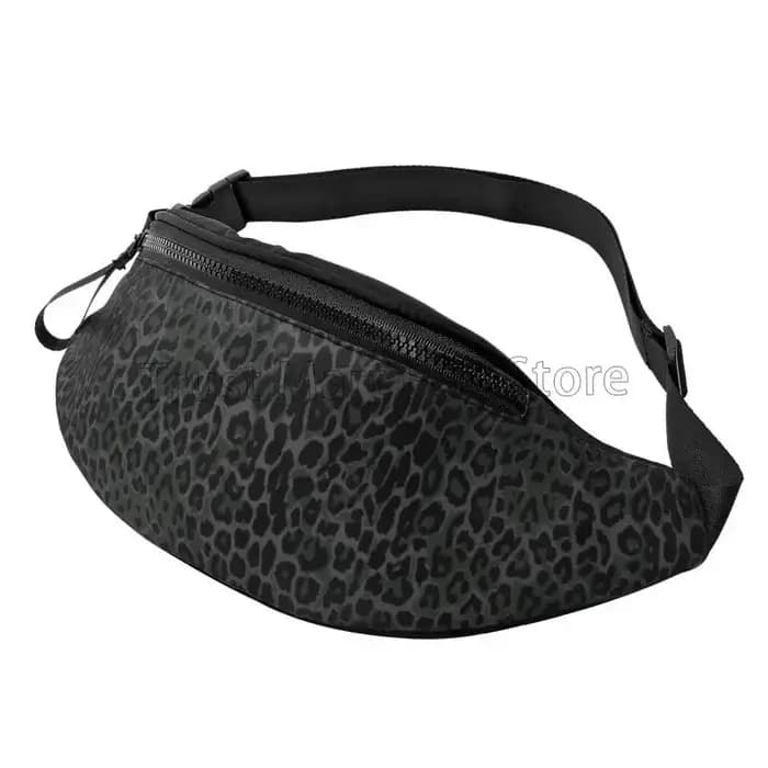 Sac banane imprimé léopard noir pour hommes et femmes, sac de taille avec ceinture, poche à bandouli