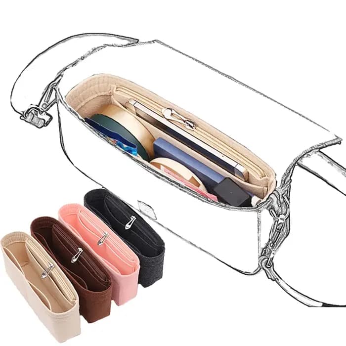 Organisateur de sac à main pour femme, sac à main multi-poches en tissu feutré, insert de sac à main, doublure de sac, 8 compartiments pour le rangement et les voyages