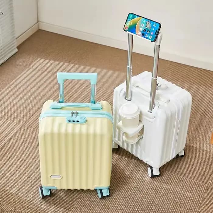2025 nouveau Style bagages 14 pouces à la mode léger embarquement avec porte-gobelet d'eau support pour téléphone