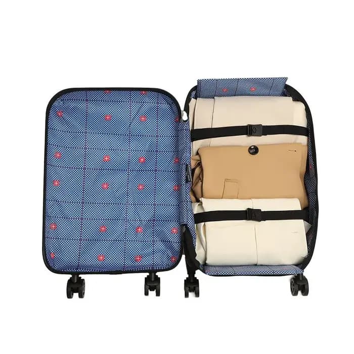 Bagage pliable à poignée télescopique à tube unique – Sac de cabine de 20" et valise à carreaux de 24" avec roues