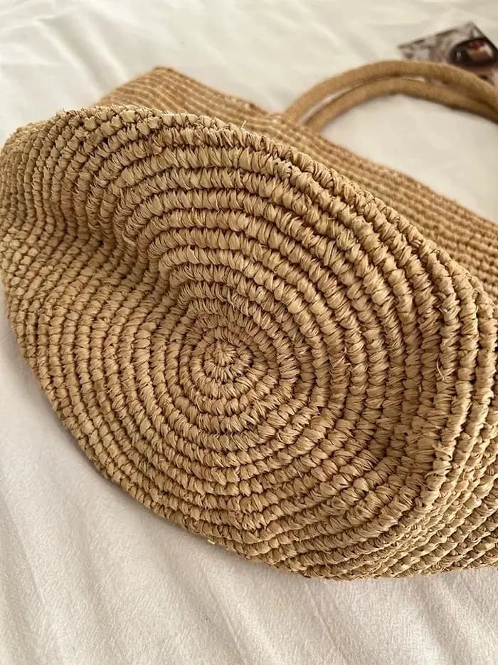 Lafite herbe Crochet tissé à la main sac vacances plage femmes sacs