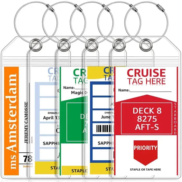 Porte-cartes de bateau en PVC, étiquettes de bagages de croisière étanches, porte-étiquettes de valise durables, étiquettes de croisière transparentes, étiquettes de bagages