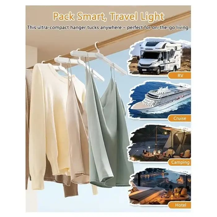 BSEVB - Cintre de voyage pliable - Portable et peu encombrant - Lot de 5 avec pinces pour bagages de croisière