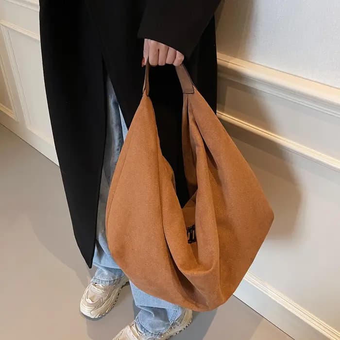 Sac fourre-tout en daim avec fermeture éclair pour femme