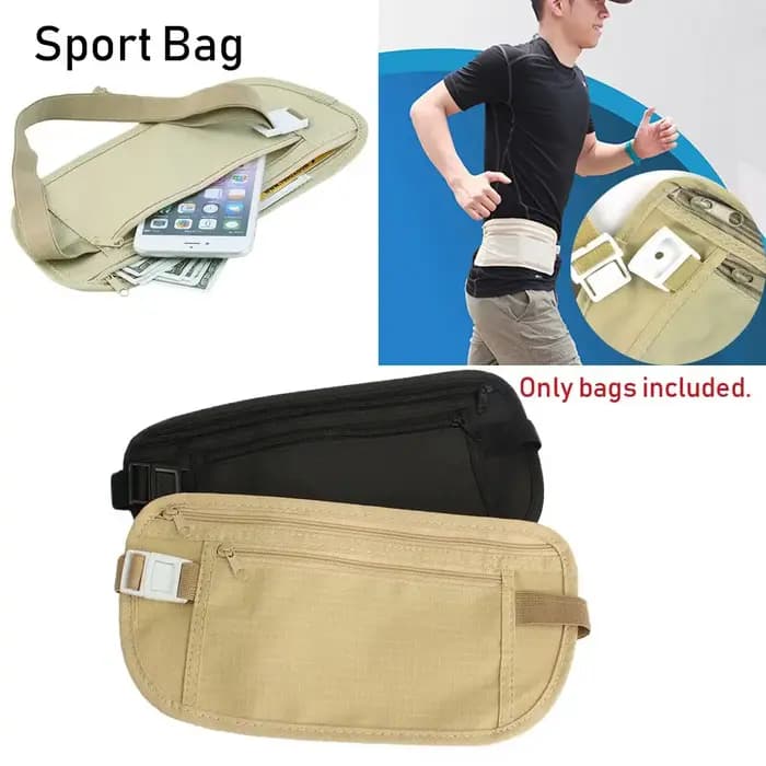 Sac banane discret en tissu, pochette de voyage antivol, ceinture porte-monnaie, portefeuille, sac de poitrine de sécurité pour passeport