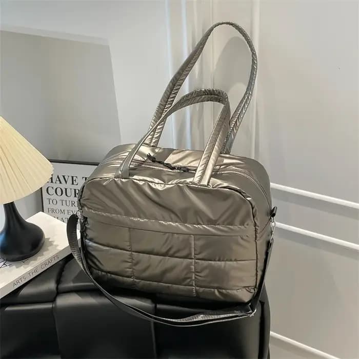 Sac de voyage matelassé de couleur unie, sac à main Portable élégant de grande capacité pour femmes,