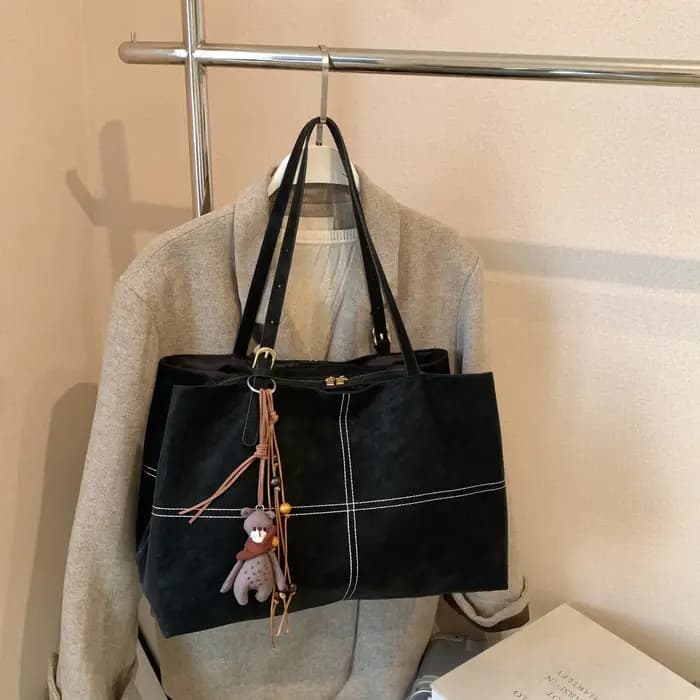Sac à Main en cuir pour femmes mode automne hiver grand fourre-tout Boston Sac en daim souple mat dame Sac à