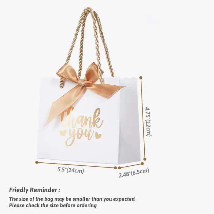 Paquet de 10 petits sacs cadeaux de remerciement avec poignées 5.5x2.48x4.75 pouces Mini
