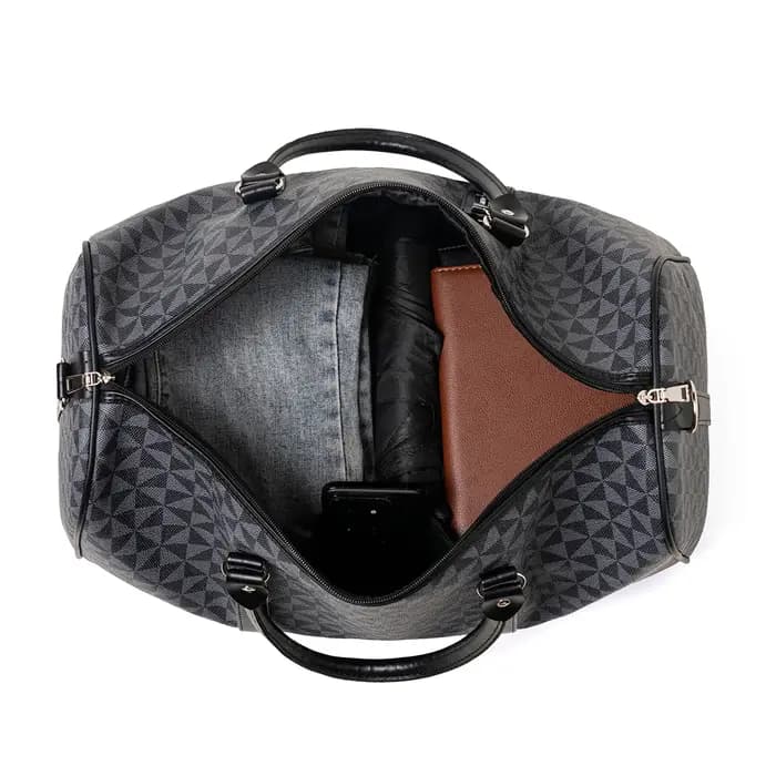 Sac de voyage noir à fermeture éclair pour hommes de grande capacité