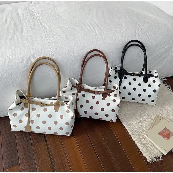 Sac fourre-tout coréen à pois avec boucle de ceinture