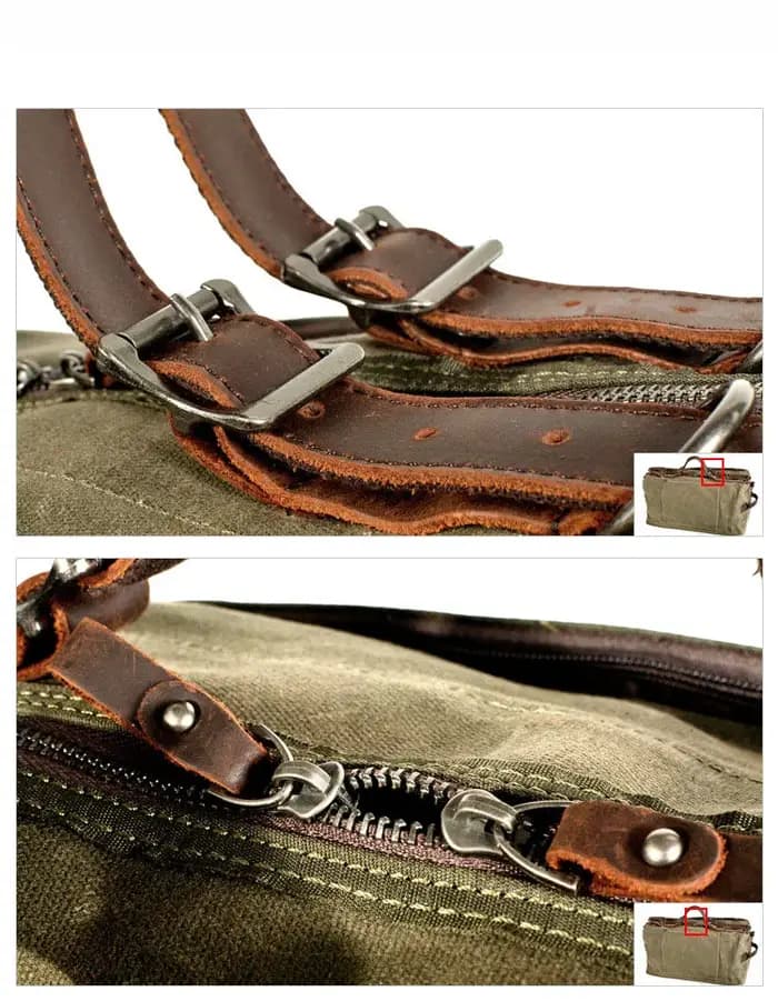 Sac de voyage en toile de cire à l'huile épaisse de style militaire