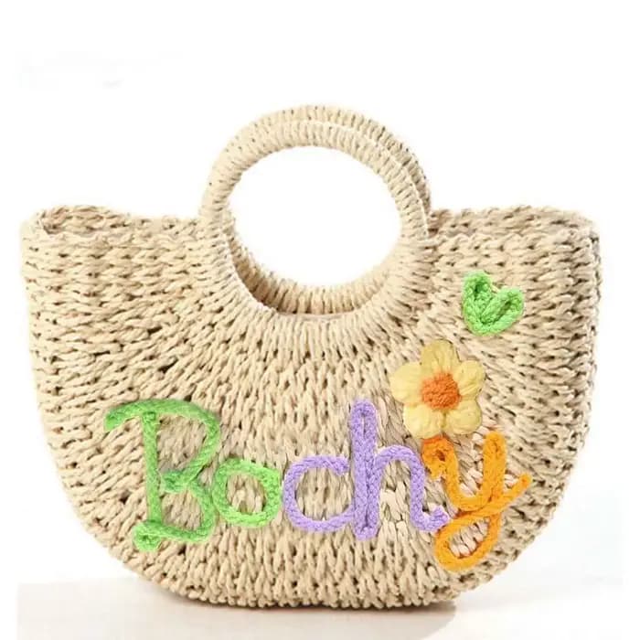 1 sac à main en paille personnalisé | sac de plage de demoiselle d'honneur | sac cadeau pour enterrement de vie de