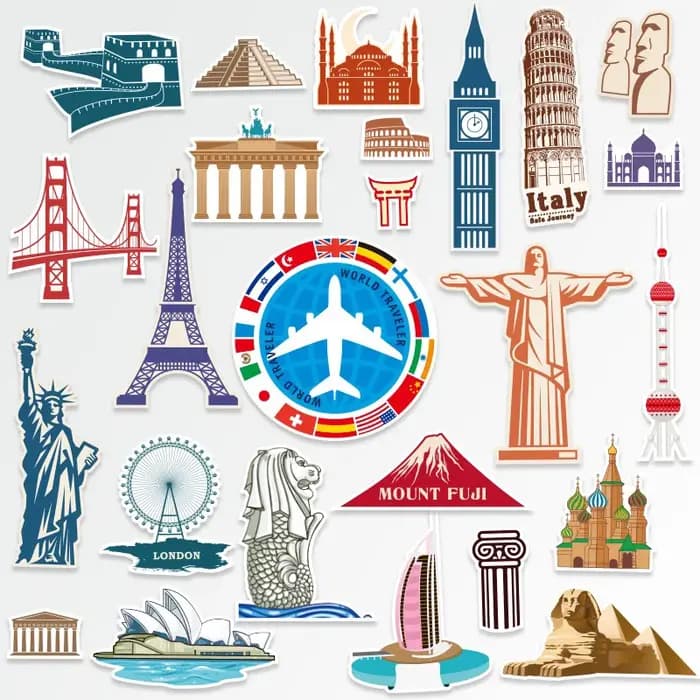 Ensemble d'autocollants pour bagages