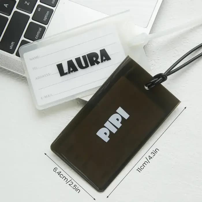 Étiquette de bagage personnalisée avec nom, étiquette de bagage fluorescente en PVC, étiquette d'identification de valise transparente imperméable avec carte nominative