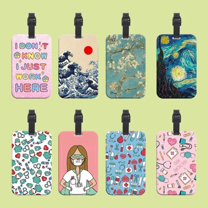 Étiquettes de bagage de voyage de santé médicale valise vague Art peinture ID porte-adresse