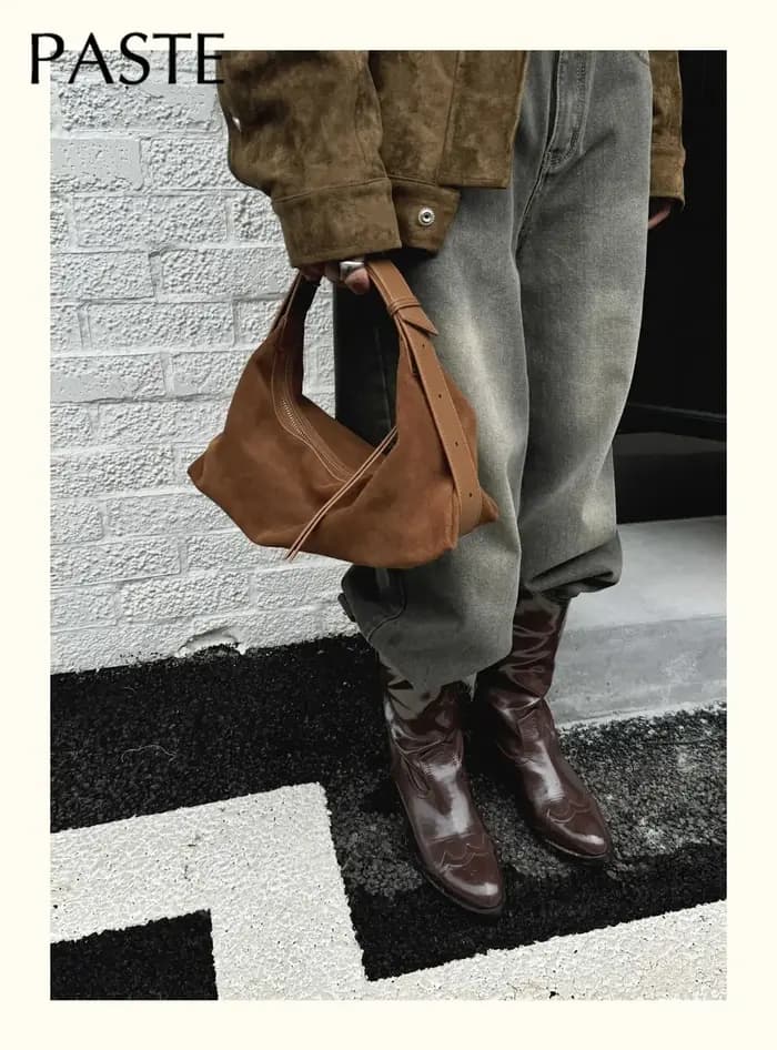 Sac à main en cuir de daim souple au toucher pour femme