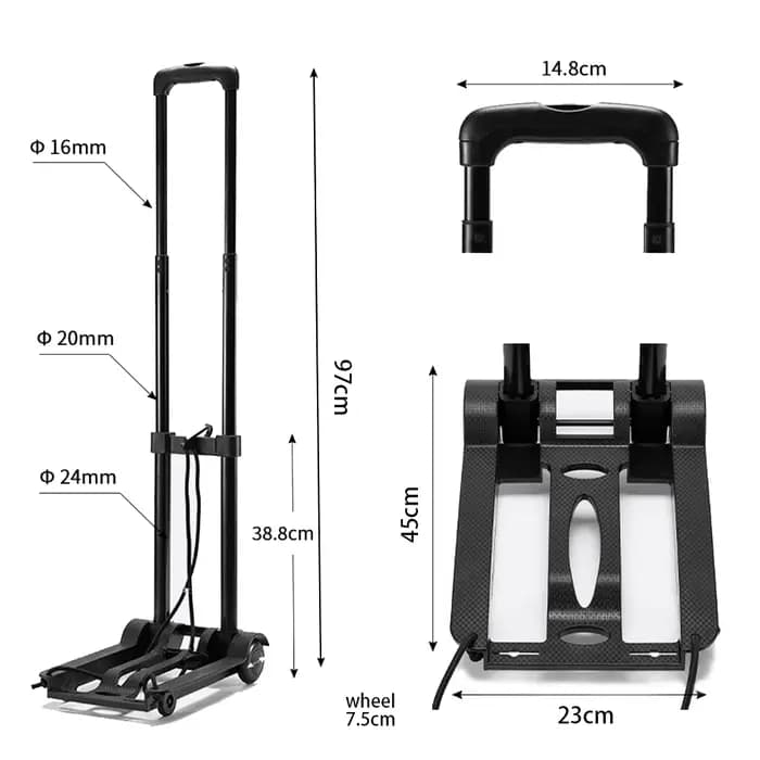 Chariot à roulettes pliant, chariot à bagages pliable, camion à main, Barrow, bagages de voyage, panier de courses, chariot Portable à usage domestique