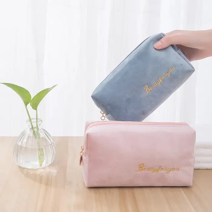 Sac de rangement de maquillage en velours doux pour femme, trousse de toilette pour coussinets, trousse de maquillage de voyage GT, trousse de beauté pour évaluateurs