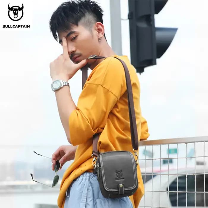 BULLCAPTAIN décontracté hommes messager sacs à bandoulière Premium YKK poche à glissière lisse en cuir sac