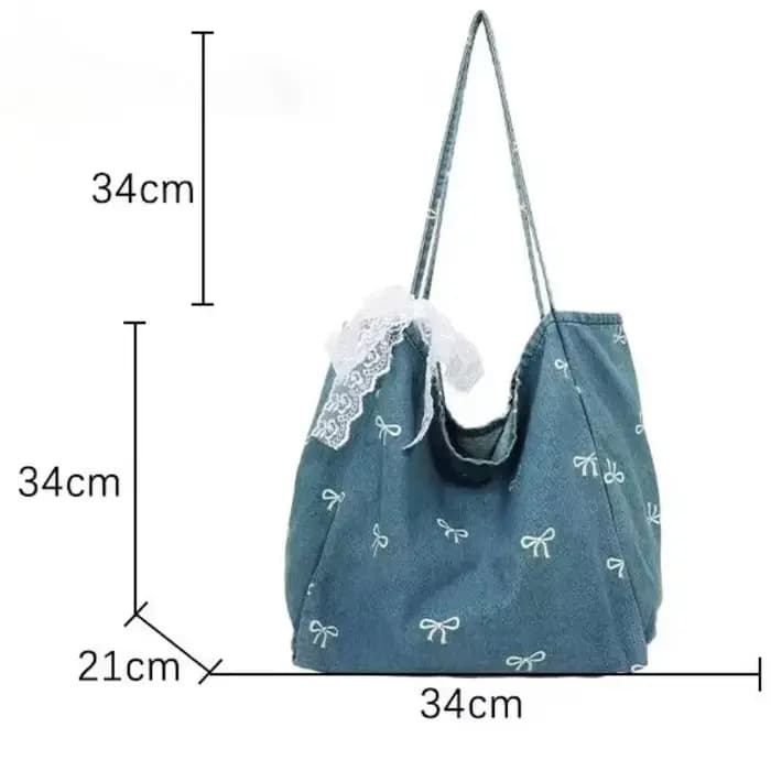 Sac à bandoulière en toile denim avec nœud
