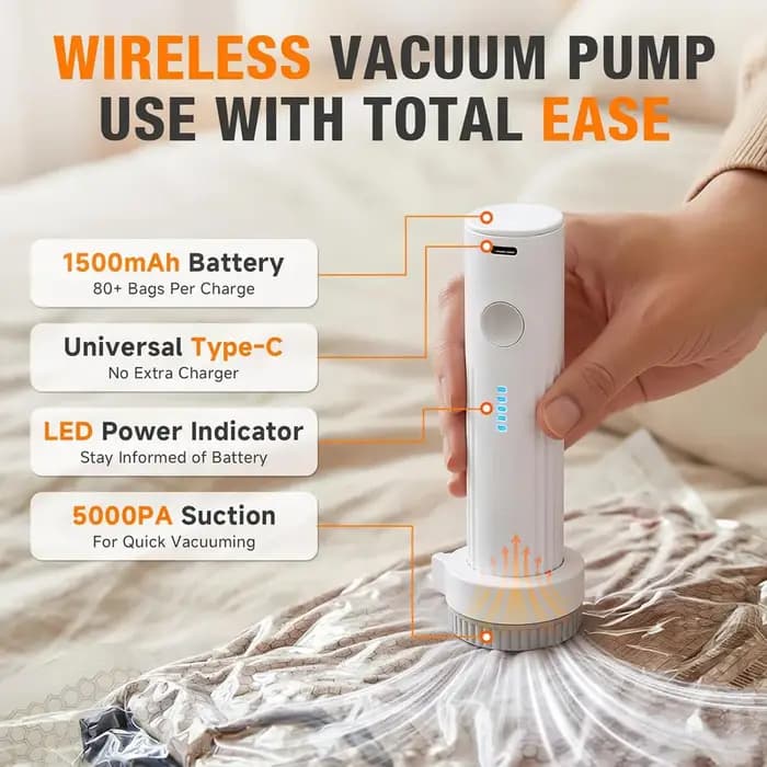 Sacs sous vide pour voyage avec pompe à air rechargeable