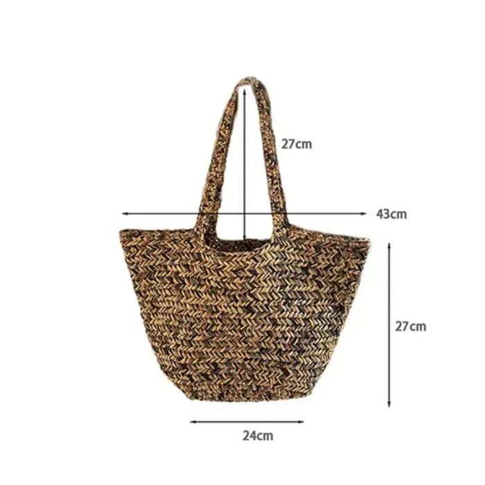 Sac à bandoulière en paille tressé fait main grande capacité pour femme – Collection été – Sacs de plage et cabas tendance