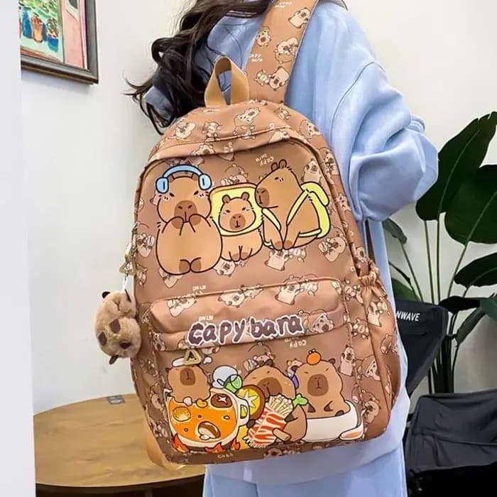 Mignon Capybara sac à dos pour filles garçons étudiant adolescent enfants sac à dos femmes