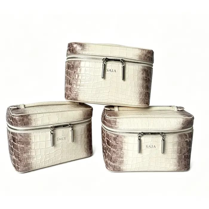 Série Himalaya, sac cosmétique en cuir véritable à motif crocodile