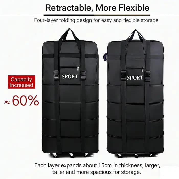 Sac de voyage de grande capacité avec roulettes
