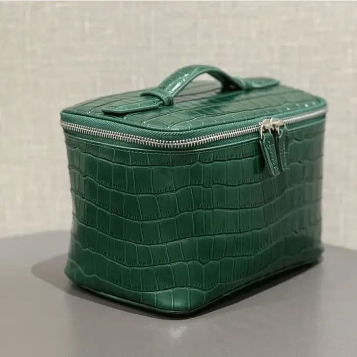 Trousse de maquillage en cuir de vache de première couche à motif Crocodile