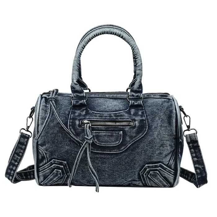 Sac bandoulière rétro polyvalent en jean grande capacité