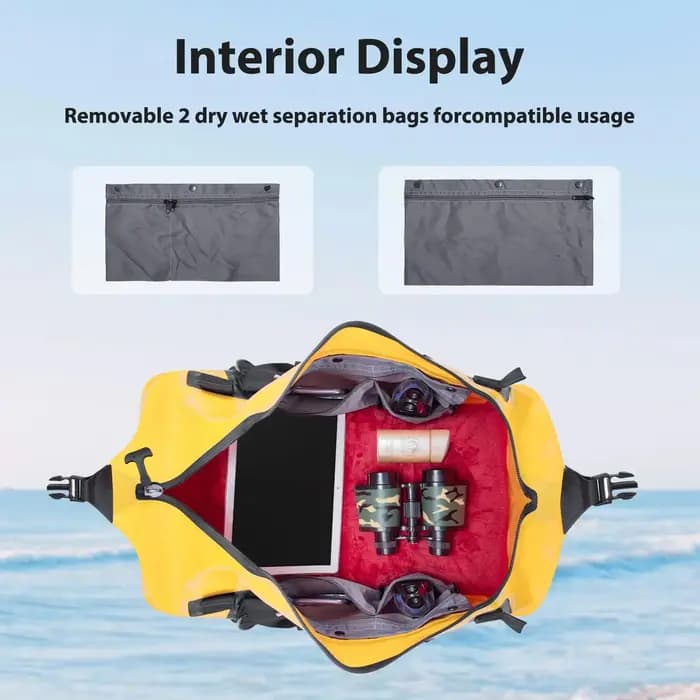 50L sac de voyage étanche moto queue sac sec pour Camping canotage kayak pêche ski Kit