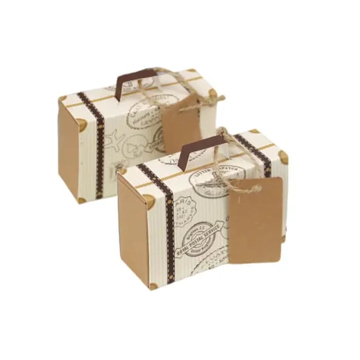 10/20/50pcs Mini valise de voyage boîte à bonbons papier Kraft chocolat faveur boîte-cadeau sac d'emballage décoration de fête d'anniversaire de mariage